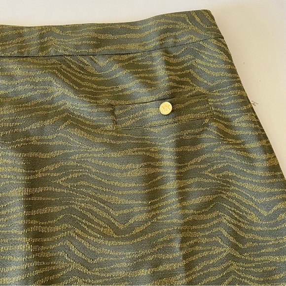 Michael Michael Kors Green and Gold Zebra Print Mini Pencil Skirt - Picture 4 of 7